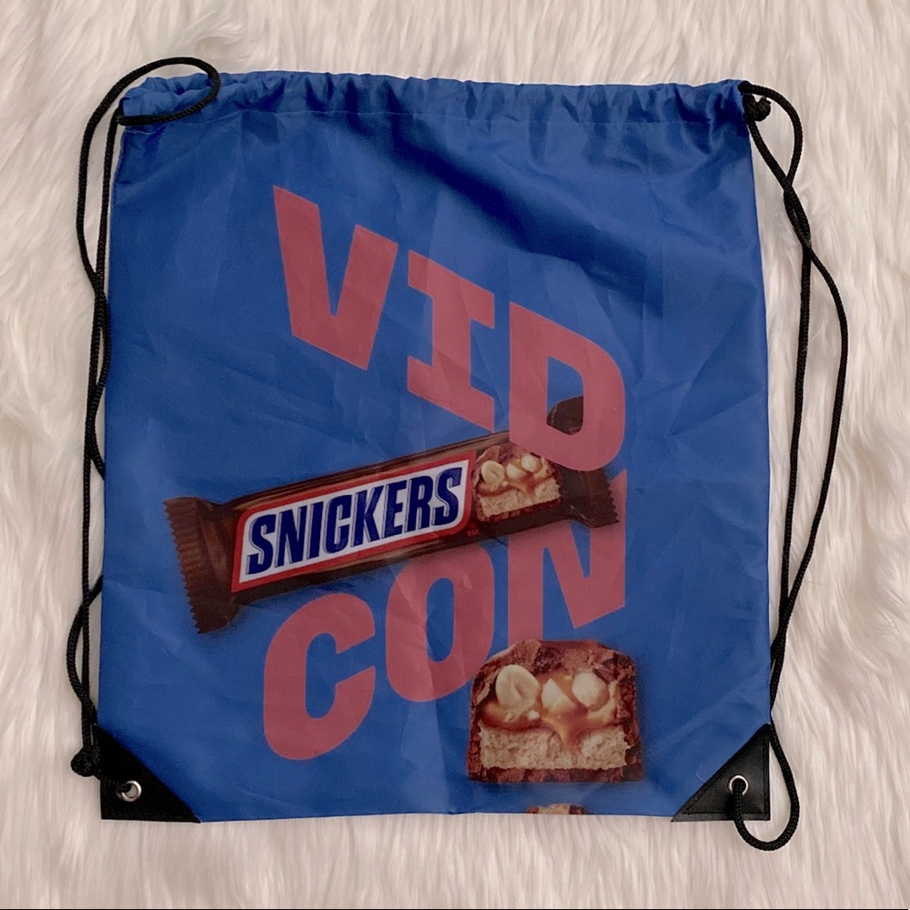 VIDCON Exclusive Merch! Blue Snickers Drawstring Bag